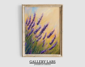 Lavender Field Art Print • Vintage Floral Farmhouse Decor (Digital Download)