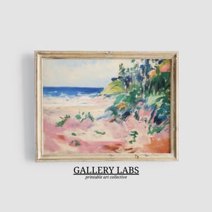 Abstract Coastal Painting PRINTABLE Wall Art Vintage Ocean Print DOWNLOADABLE Girly Apartment Decor Seascape Print Pink Aesthetics Beach Art