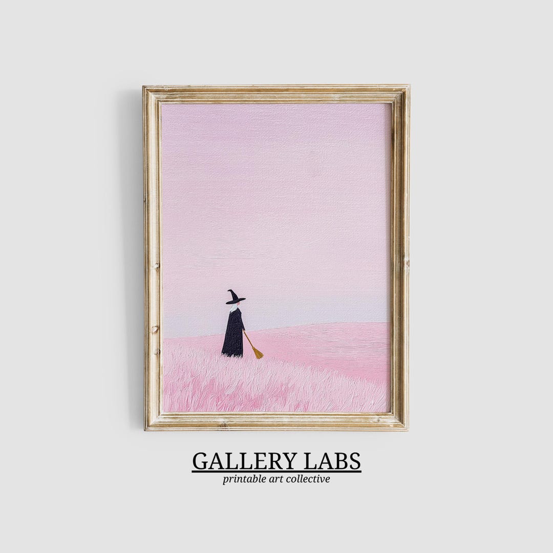 Pink Witch Art Print • Spooky Season Halloween Decor (digital Download ...