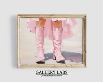 Pink Cowgirl Boots Art Print • Girly Western Room Decor (Digital Download)