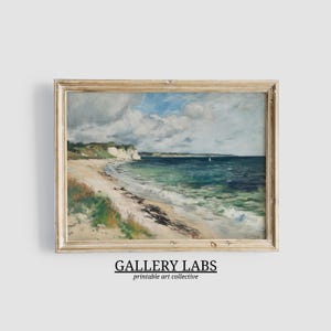 Vintage Coastal Painting PRINTABLE Seascape Wall Art Ocean Print DOWNLOADABLE Beach House Decor Moody Oil Painting Antique Art Print