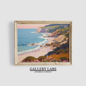 Abstract Pink Coastal Painting PRINTABLE Wall Art Beach Print DOWNLOADABLE Girly Apartment Decor Seascape Print Preppy Pink Aesthetic