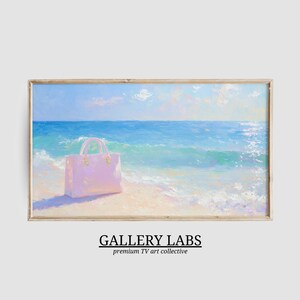 Pink Beach Painting Samsung Frame TV Art • Coquette Room Decor • Trendy Coastal Art • Summer Beach House Decor • Preppy Ocean TV Art