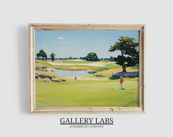 Golf Landscape Oil Painting • Modern Farmhouse Wall Art (Downloadable Print)
