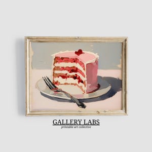 Kuchen Ölgemälde HERUNTERLADEN Preppy Dorm Dekor DRUCKBARE Wand Kunst Malerei Retro Küche Druck Bunte Minimalistische Kuchen Illustration