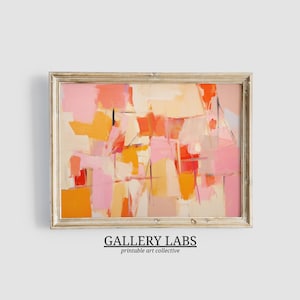 Abstract Pink Orange Painting DOWNLOADABLE Modern Retro Print Colourful Dorm Decor PRINTABLE Wall Art Trendy Wall Art Preppy Room Decor