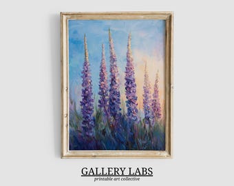 Lavender Wildflower Art Print • Vintage Botanical Farmhouse Decor (Digital Download)