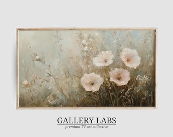 Rustic Floral Painting for Samsung Frame TV • Vintage Farmhouse Art (Digital Download, Horizontal)