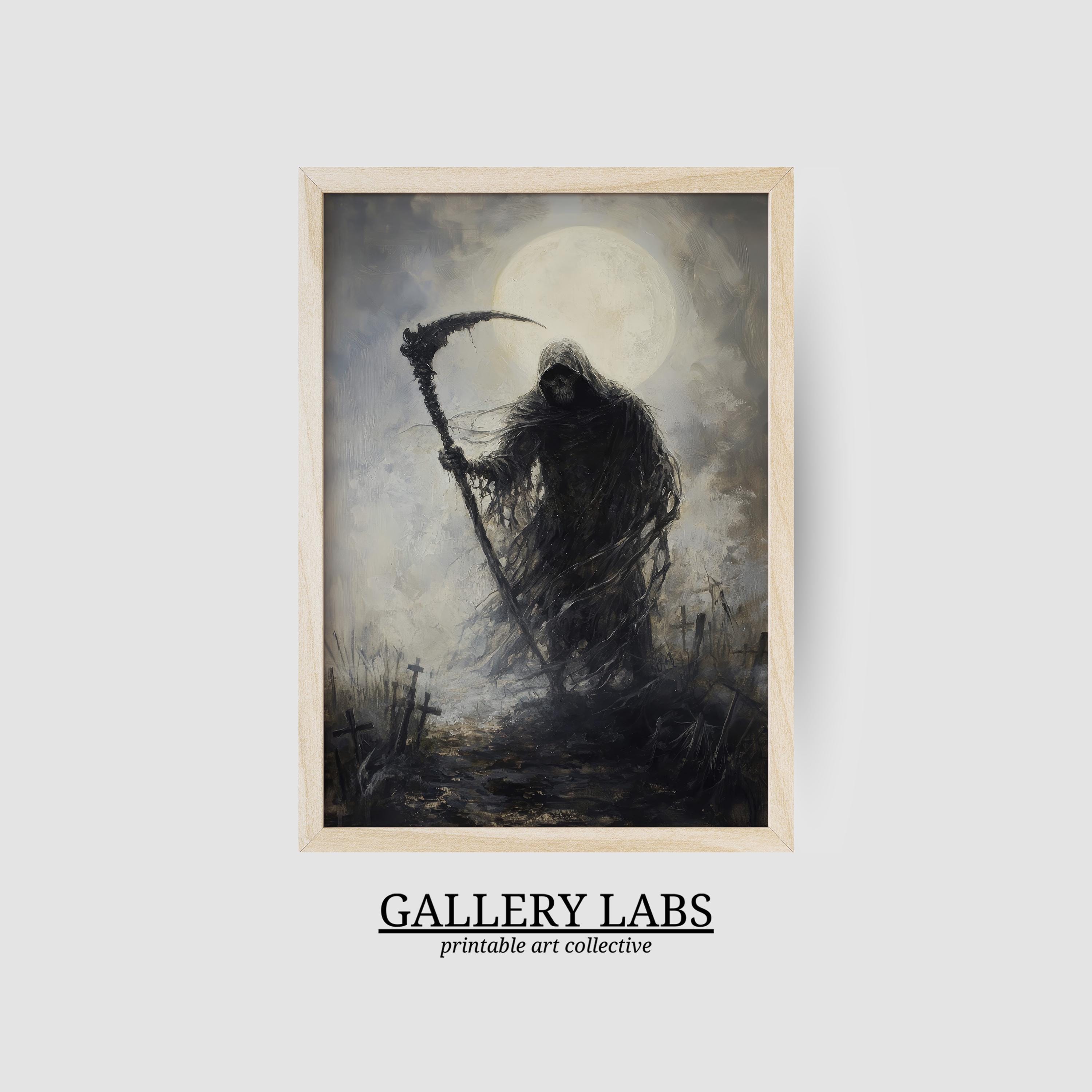 Grim Reaper Oil Painting • Gothic Halloween Print (digital