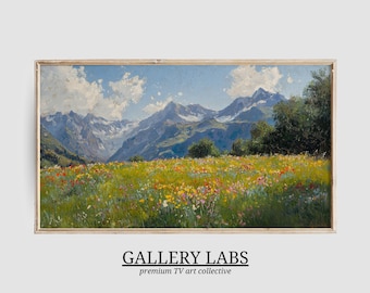 Vintage Mountain Wildflower Painting • Samsung Frame TV Art (Digital Download)