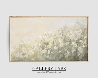 Cornice TV Samsung con fiori selvatici neutri • Dipinto botanico vintage (download digitale)