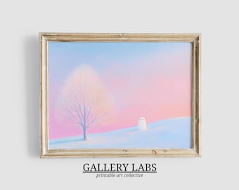 Minimalist Ghost Painting • Pink Halloween Art Print (Digital Download)