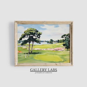 Golf Oil Painting PRINTABLE Modern Farmhouse Wall Art DOWNLOADABLE Country Landscape Print Golf Gifts Landscape Painting Cottage Core Decor