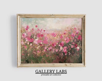 Pink Wildflower Painting • PRINTABLE Botanical Artwork • Farmhouse Wall Art • Girly Apartment Decor • Spring Print • Downloadable Art