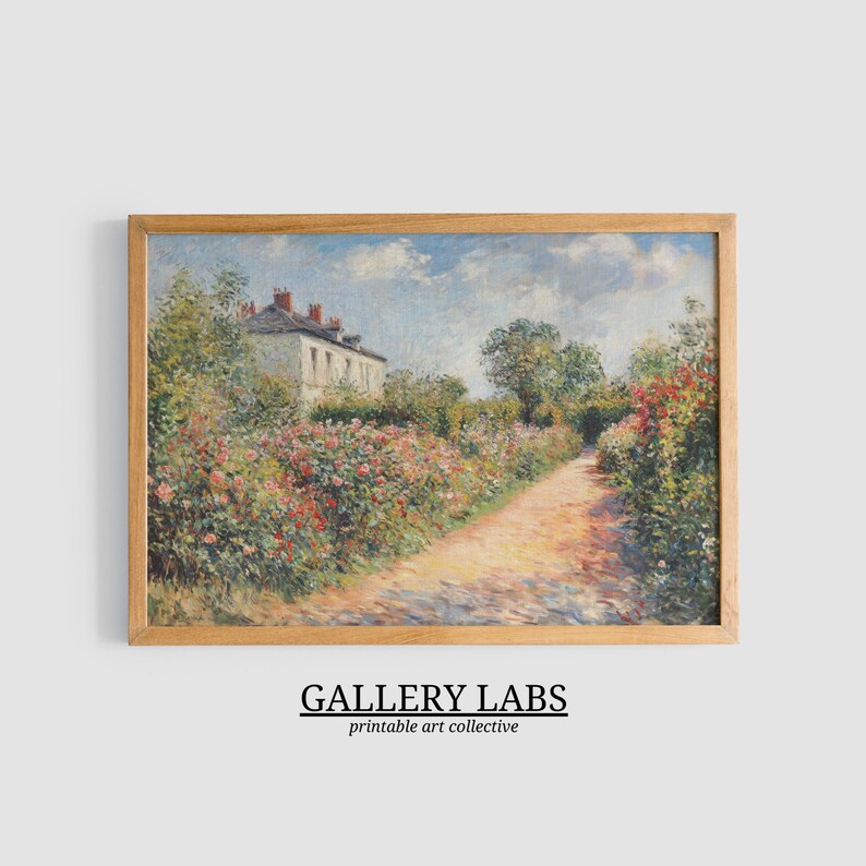 Cottage Rose Garden Painting • Vintage Floral Spring Wall Art (digital ...