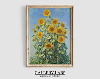 Sunflower Vintage Botanical Print • Farmhouse Wall Art (Digital Download)