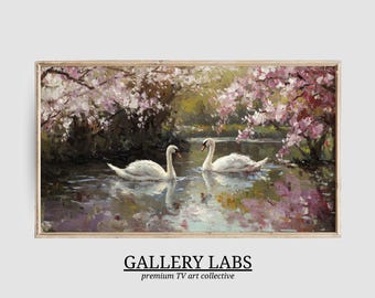 Swan Painting Samsung Frame TV Art • Vintage Nursery Decor (Digital Download)