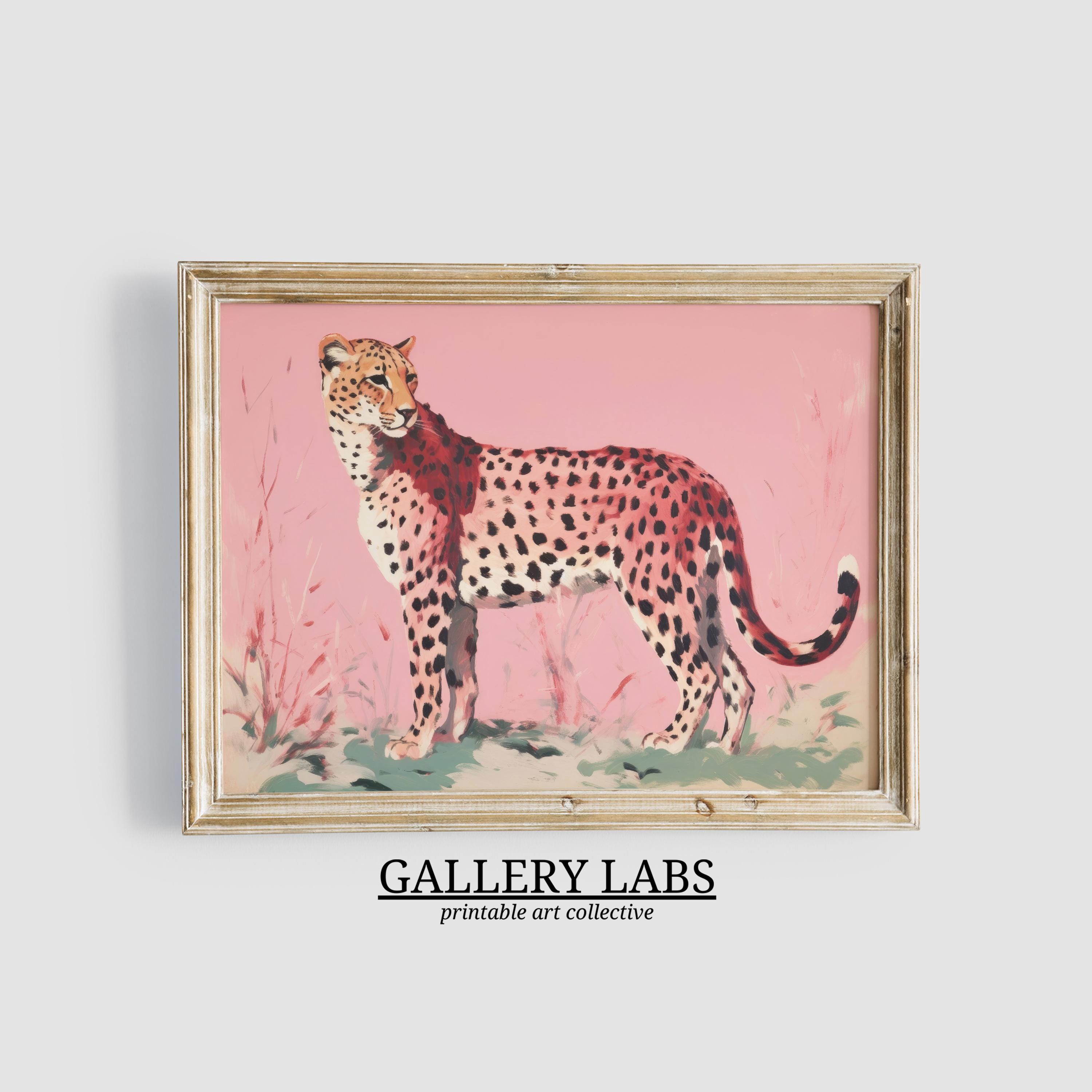 『 Pink cheetahs 』by Ally 20*20cm Pink Cheetah Print DOWNLOADABLE Maximalist Wall Art