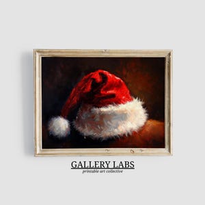 Vintage Santa Hat Painting • Christmas Still Life Print (Digital Art, Horizontal)