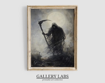 Grim Reaper Oil Painting • Gothic Halloween Print (Digital Download)