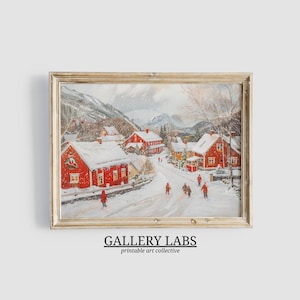 Christmas Village Print • Rustic Seasonal Decor • Christmas Printable Wall Art • Vintage Winter Decor • Festive Holiday Print • Digital Art