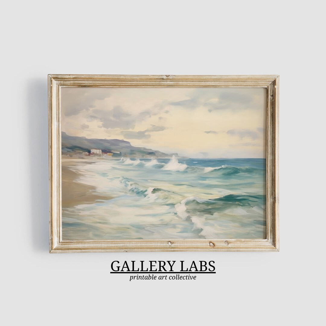 Vintage Coastal Painting PRINTABLE Seascape Wall Art Ocean Print ...