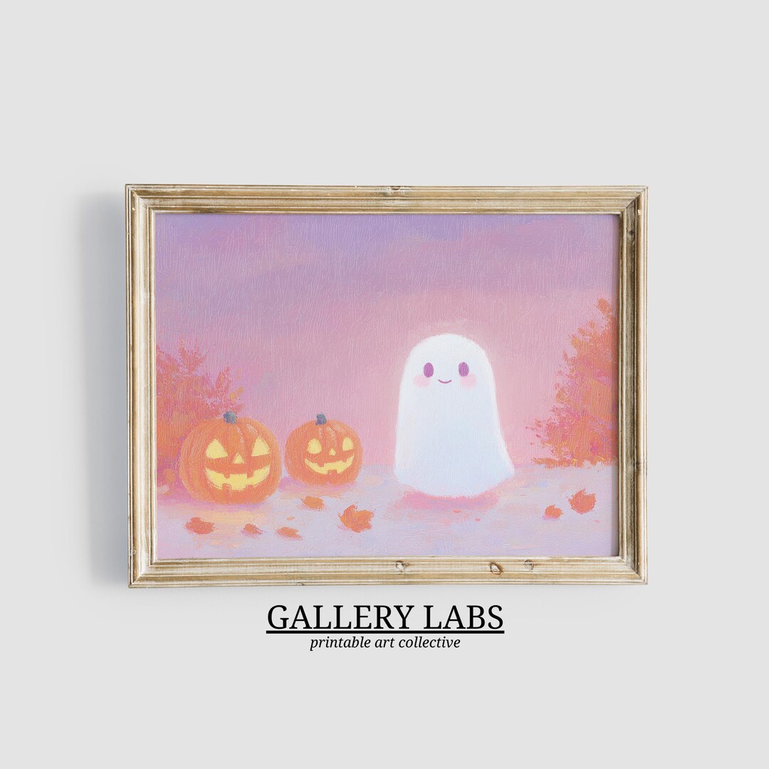 Pink Ghost Wall Art • Preppy Spooky Decor • Cute Halloween Print ...