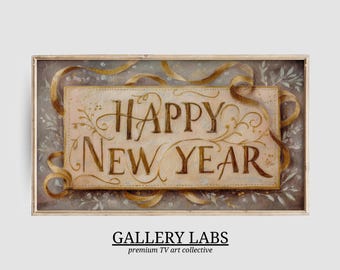 Happy New Year Samsung Frame TV Art • Golden Screensaver (Digital Download)