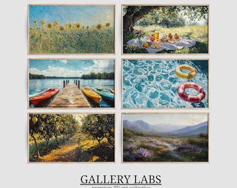 Summer Landscape Samsung Frame TV Art Set of 6 • Farmhouse Vintage Painting (Digital Download)