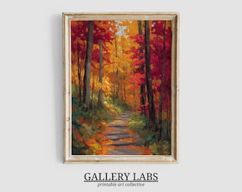 Pintura abstracta de un bosque otoñal • Paisaje otoñal melancólico (Descarga digital)