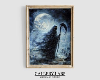 Grim Reaper Oil Painting • Gothic Halloween Print (Digital Download)