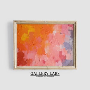 抽象的なピンクオレンジの絵画ダウンロード可能なカラフルな寮の装飾印刷可能な壁アートピンクの美学プリントトレンディな壁アートプレッピーな部屋の装飾