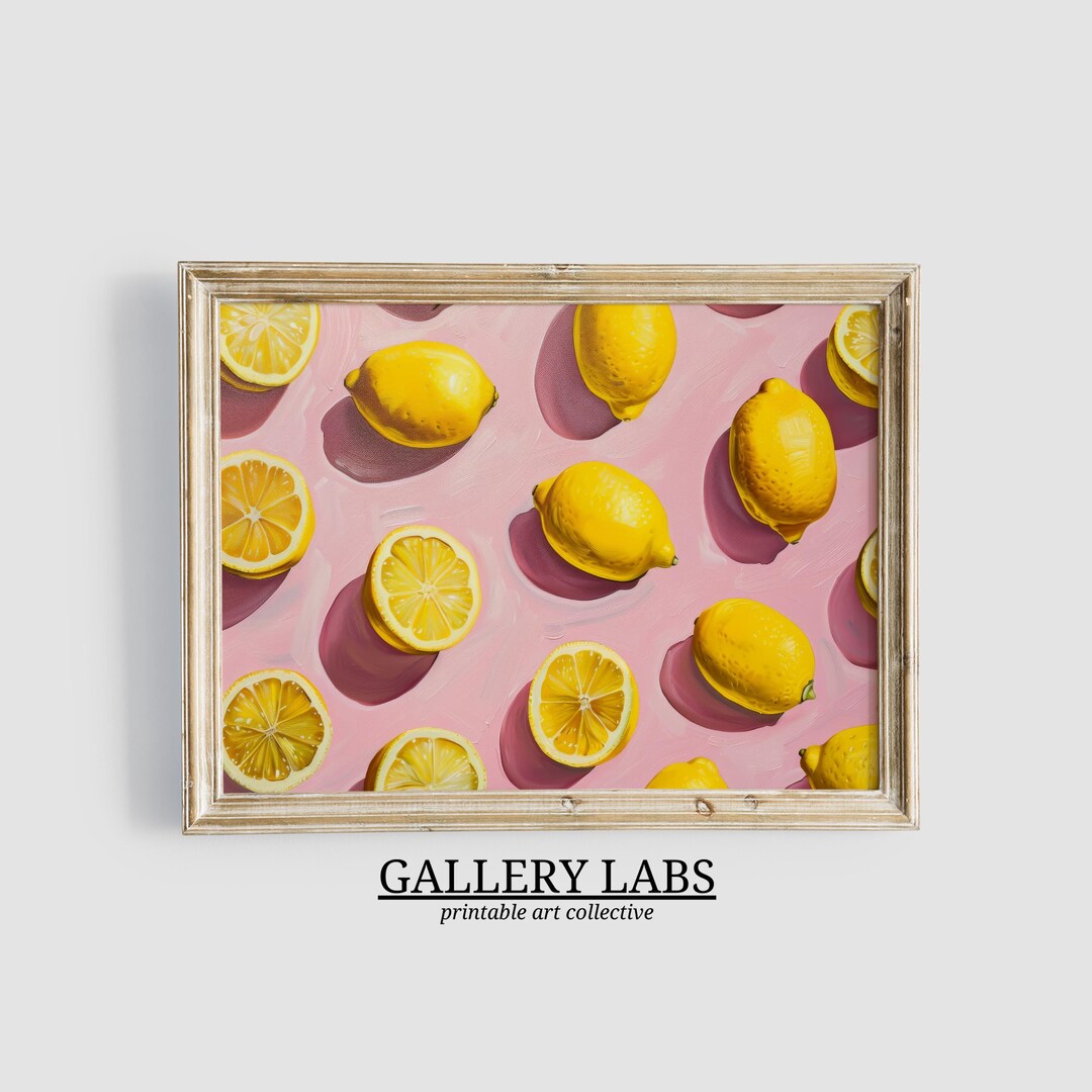 Lemons Still Life Print • Retro Bar Cart Painting (printable Wall