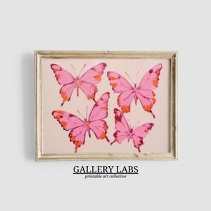Pink Butterfly Painting DOWNLOADABLE Maximalist Wall Art PRINTABLE Cute Apartment Decor Pink Aesthetics Print Trendy Wall Art Preppy Decor