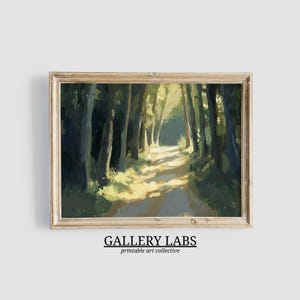 Abstract Forest Print • Vintage Summer Painting • Woodland Nursery Decor • Moody Nature Wall Art • Green Landscape Print • Farmhouse Decor