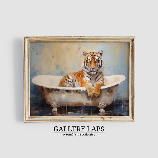 Tiger in the Bathroom Etsy
