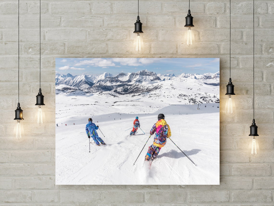 Ski Canvas Wall Art Decor Skiing Snow Snowy Mountains Winter Etsy