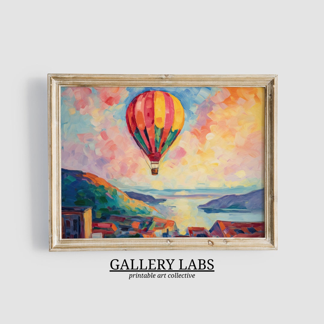 Hot Air Balloon Nursery Print PRINTABLE Wall Art DOWNLOADABLE Travel ...