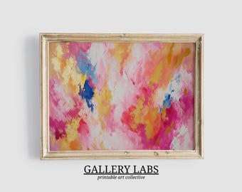 Pink & Gold Abstract Art Print • Trendy Dorm Decor (Digital Download Painting)