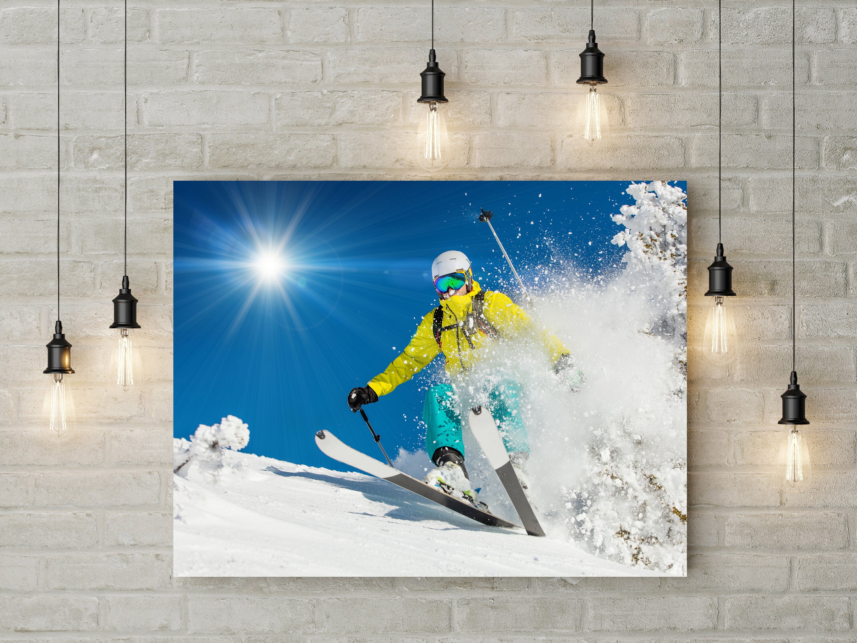 Ski Canvas Wall Art Decor Skiing Snow Snowy Mountains Winter Etsy