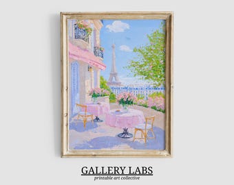Eiffel Tower Spring Painting • Pink Abstract Floral Paris Print (Digital Download)