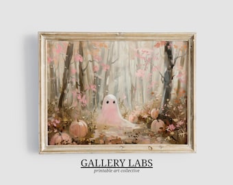 Pinker Geist Gemälde • Halloween Dekor zum Ausdrucken (Digitaler Download)