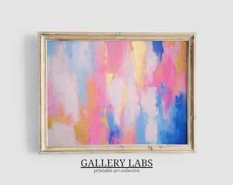 Abstract Pink Gold Painting DOWNLOADABLE Colourful Dorm Decor PRINTABLE Wall Art Pink Aesthetics Print Trendy Wall Art Preppy Room Decor