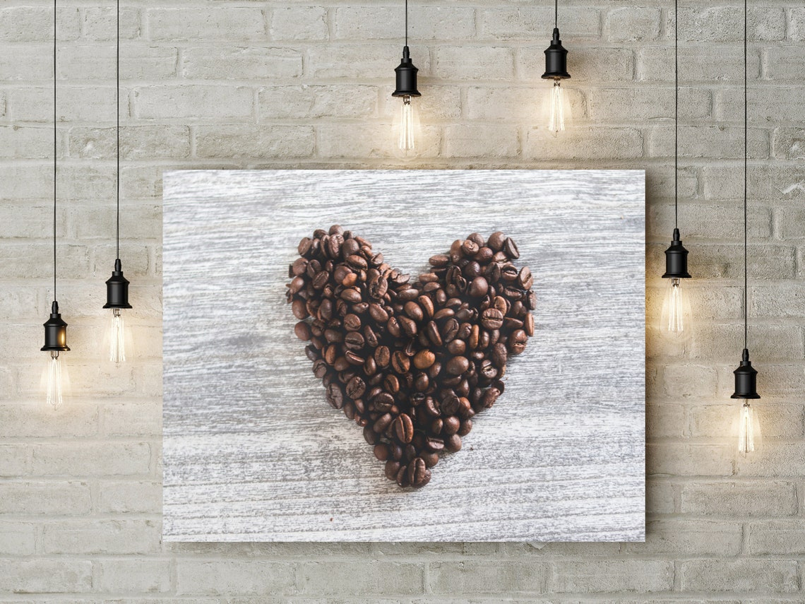 Coffee Bean Heart Canvas in UK Wall Art Decor Picture Print Etsy