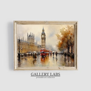 London City Watercolour Painting PRINTABLE Cityscape Art DOWNLOADABLE Big Ben Print Cottage Core Decor Aesthetics Prints European Art