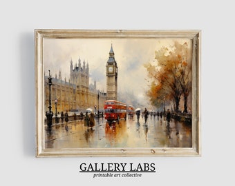 London Cityscape Watercolor Print (Digital Painting, Horizontal)