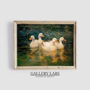 Pintura de pato vintage PARA IMPRIMIR, decoração Cottagecore PARA BAIXAR, arte de parede de fazenda, pintura vintage, decoração de parede de berçário, arte de parede rústica