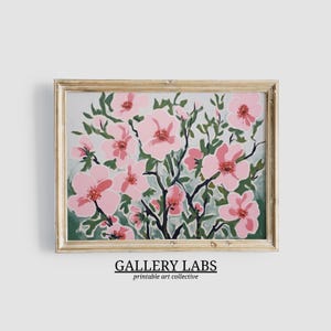 Abstract Pink Flower Painting PRINTABLE Girly Apartment Decor DOWNLOADABLE Retro Print Preppy Dorm Decor Nursery Wall Art Botanical Print