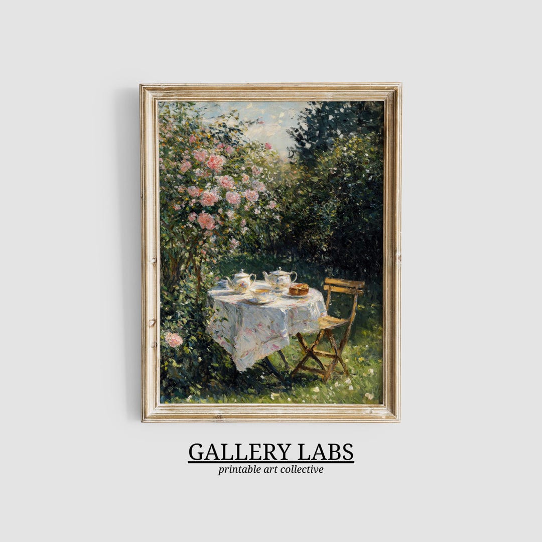 Spring Rose Garden Oil Painting • Vintage Cottagecore Floral Print ...