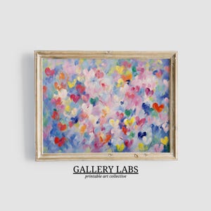 ラブハートの絵画 ダウンロード可能 落ち着いた雰囲気の子供部屋 印刷可能な壁アート カラフルな装飾絵画 ガーリーなアパートのプリント バレンタインデーの壁アート